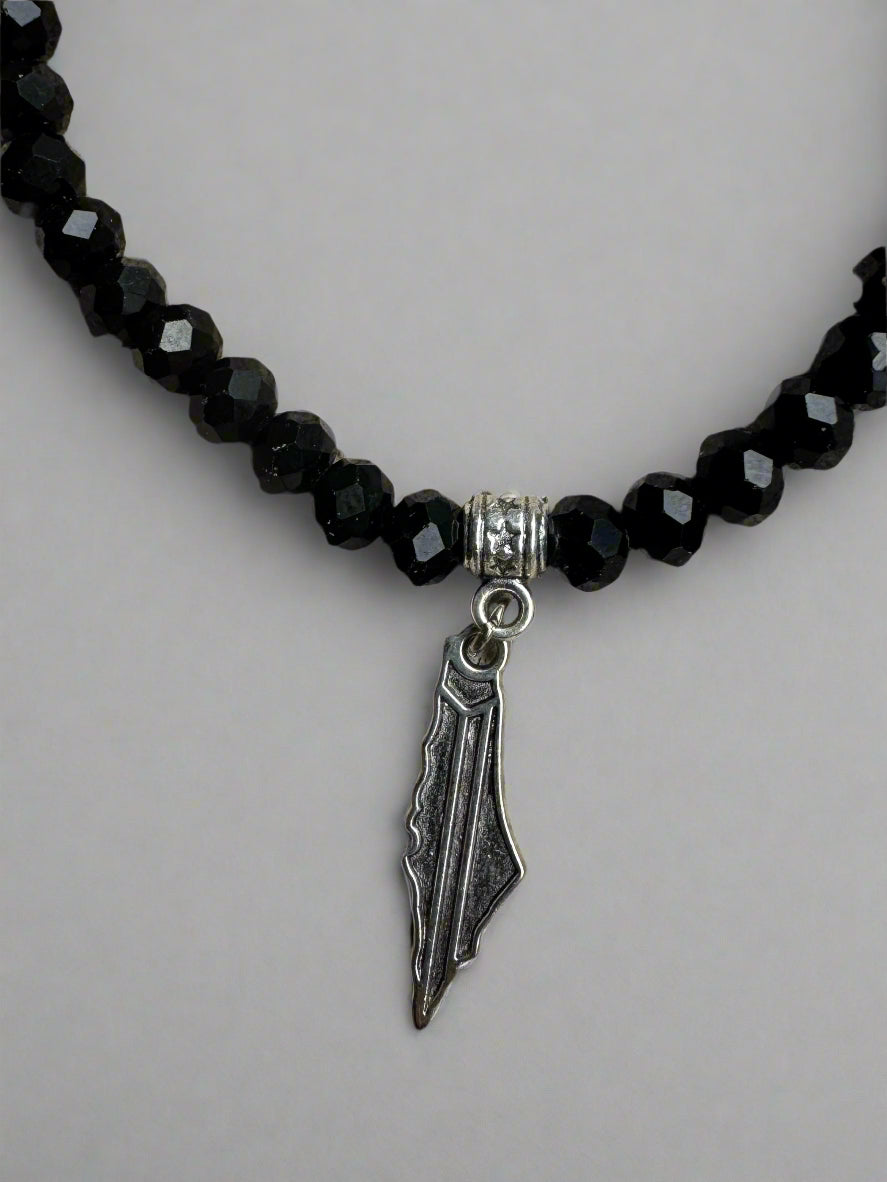 Beaded Bracelets | Watermelon & Palestine Map Charms – Black, White, Multicolor