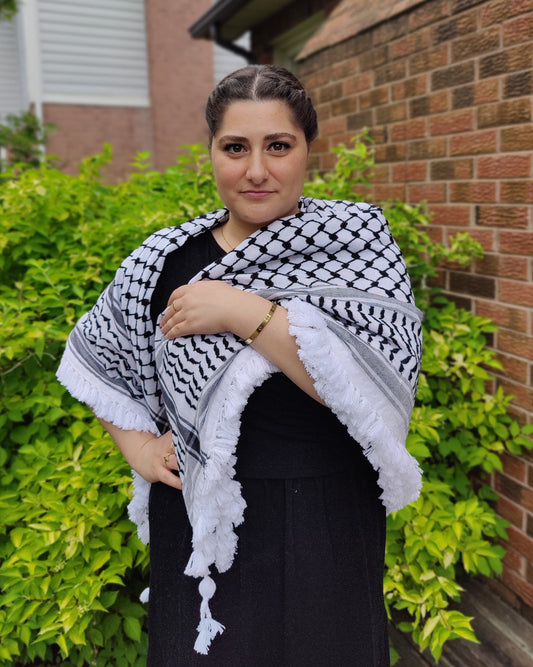 Royal Kufiya (Keffiyeh) | Black & White – Made in Jordan - Palestinian Scarf