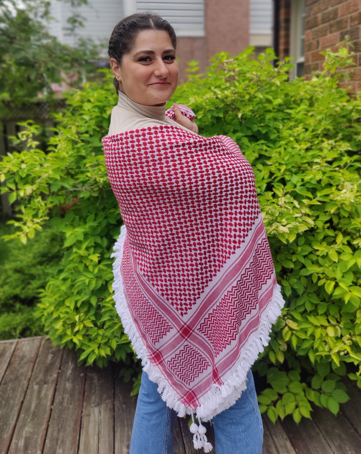 Royal Shemagh (Keffiyeh) | Red & White – Made in Jordan - Palestinian Scarf