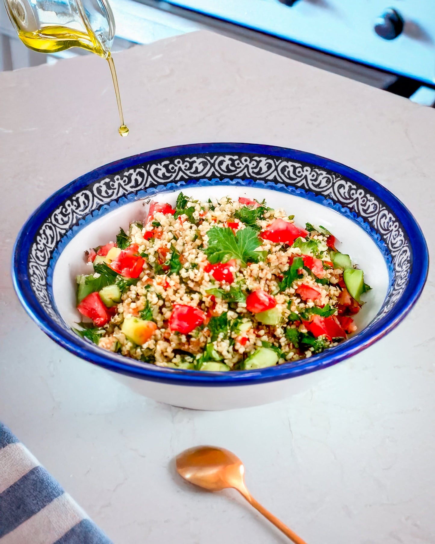 Dishes (Low Bowl) | Medium & Large – Hand-Painted Palestinian Ceramic | Multicolor & Navy