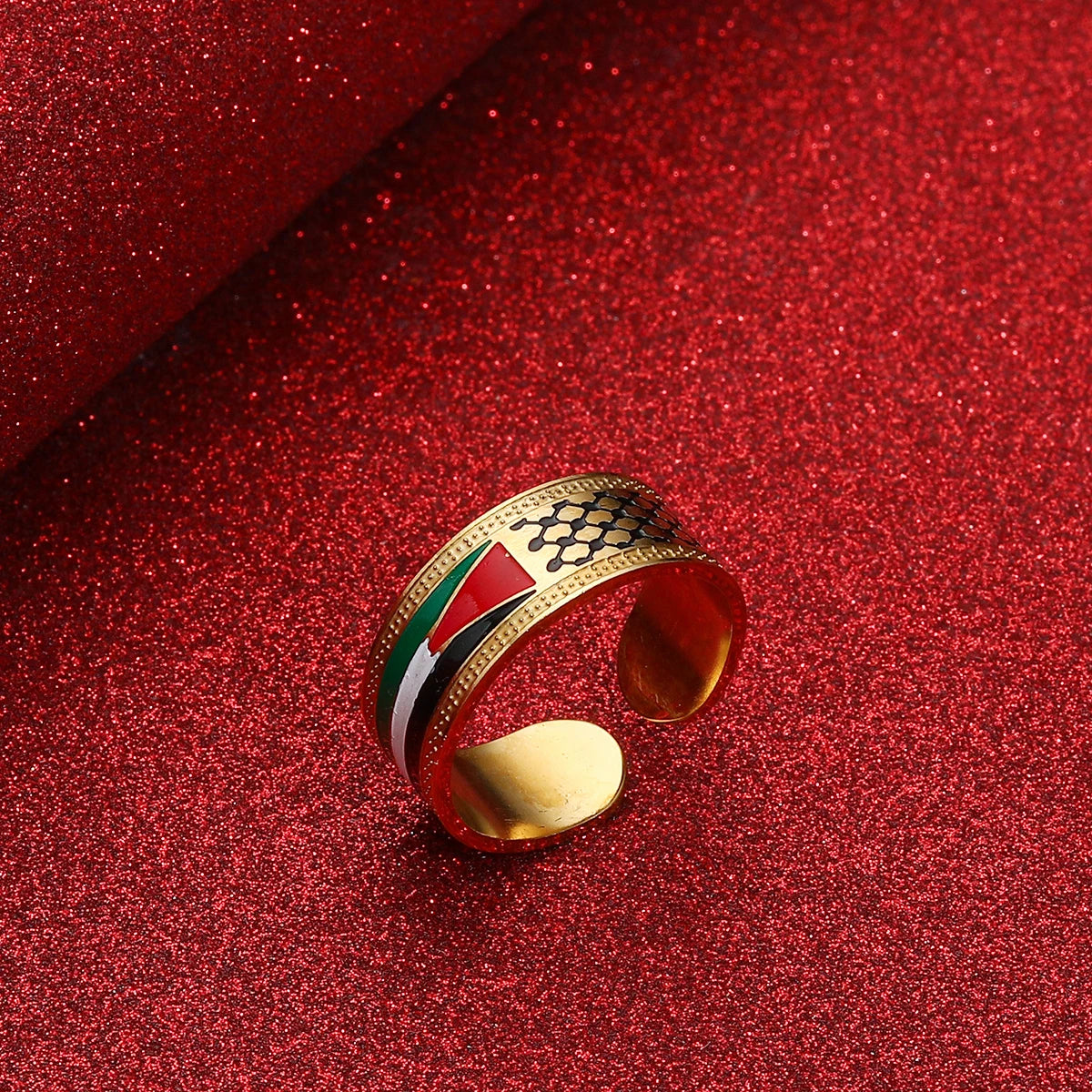 Palestine kuffya and map Ring