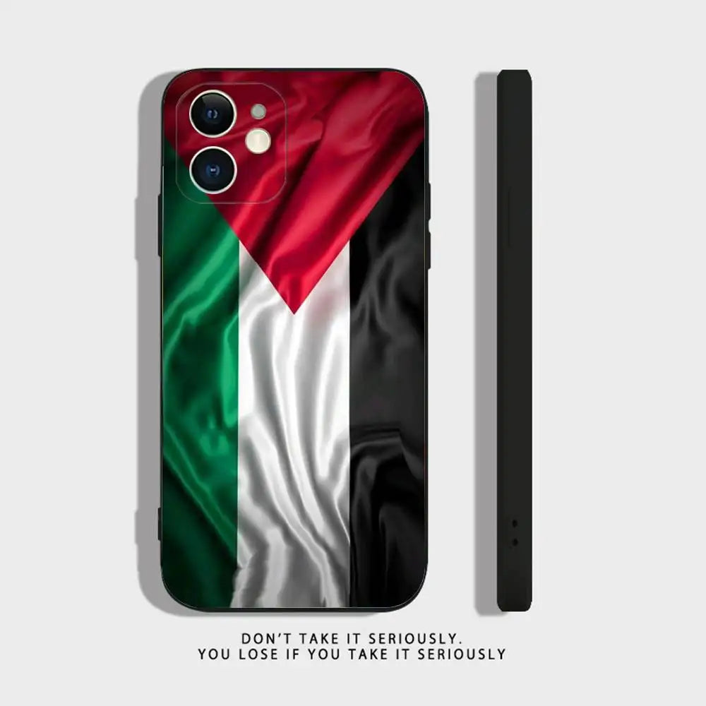 P-Palestine-es-F-Flag MAP Phone Case For iPhone 16,15,14,13,12,11,Pro,X,XS,Max,XR,Plus,Mini Soft Silicone Black Shockproof TPU