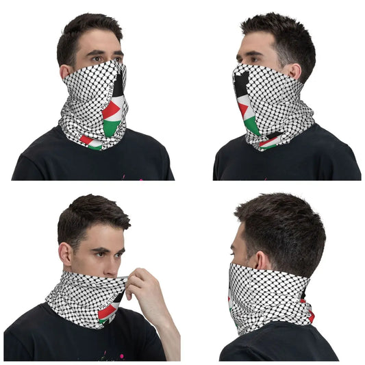 Palestine Flag Map Palestinian Kufiya Hatta Bandana Neck Gaiter Printed Keffiyeh Mask Scarf Warm Headband Adult Windproof