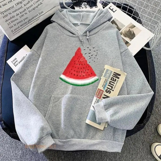 Watermelon Palestine Hoodies with Pocket Comfortable Drawstring Hoody Clothing Women Tops 2024