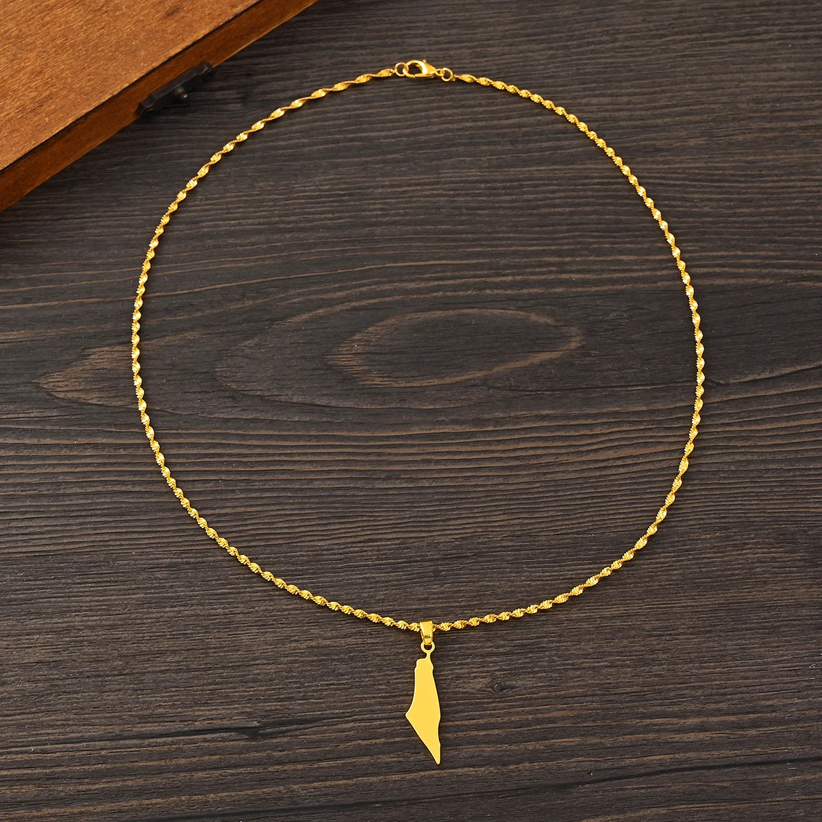 Gold Color Plain Maps Pendant Necklace Jewelry Women Wedding Bridal Charms Girls High Quality Set Gift