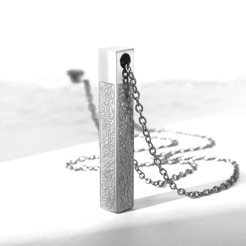 Exquisite Hollow Map Pendant Necklace for Women Men Fashion Charm Arabic Stainless Steel Amulet Jewelry