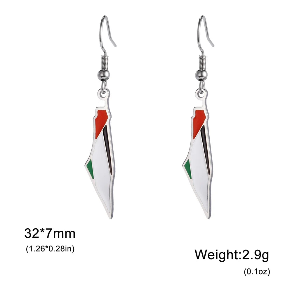 My Shape Palestine Map Drop Earrings for Women Stainless Steel Map Palestine Country Dangle Earrings Fashion Jewelry Wholesale