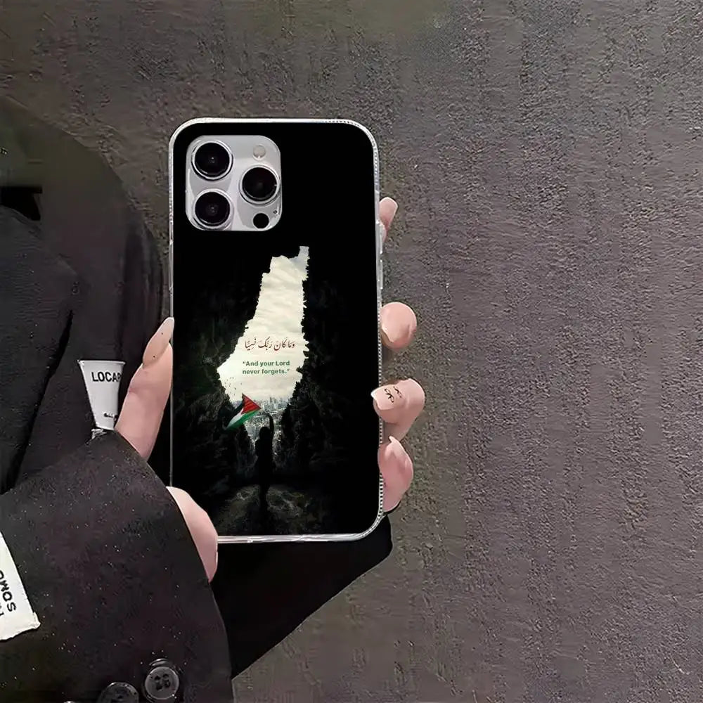 Palestine Flag MAP Phone Case For iPhones Multicolor Matte Silver-Plated Protective