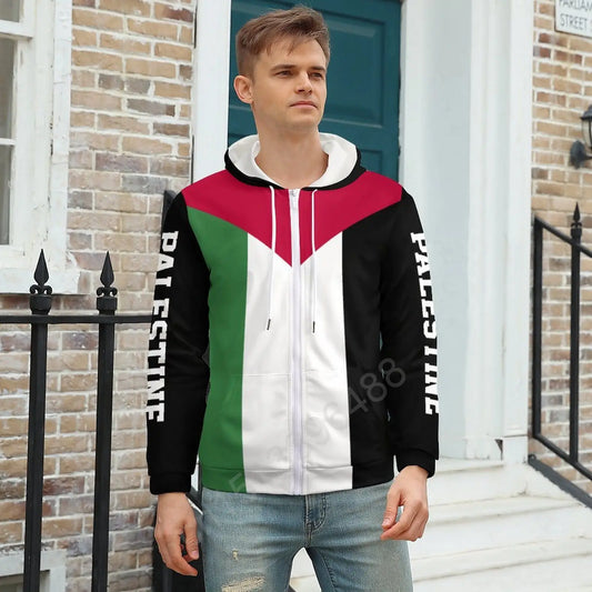Palestine Flag 3D Printed Zipper Hoodies Unisex