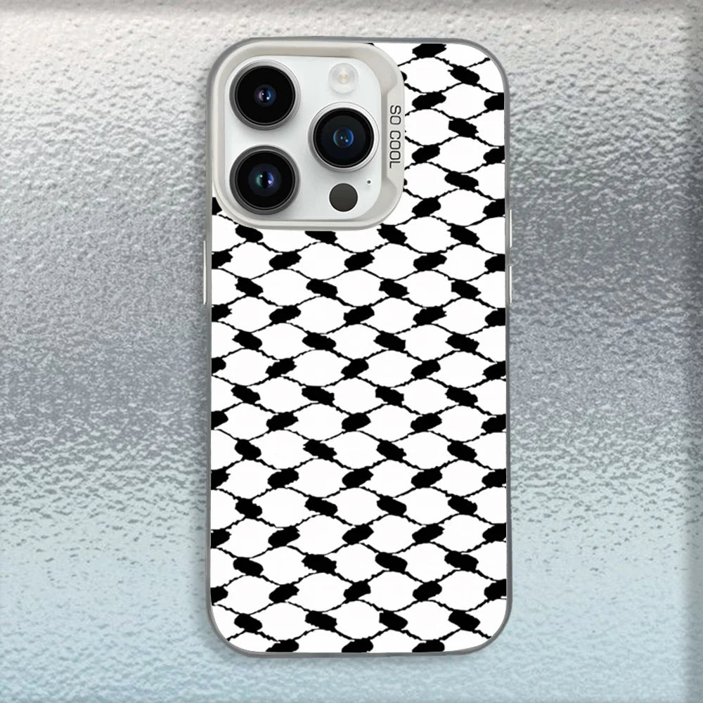 P-Palestine-S Hattah Keffiyeh Phone Case For iPhone 16,15,14,13,12,11,Mini,Pro,MAX White Matte Shockproof Cover