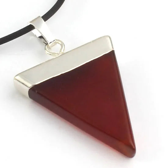 Silver Plated Natural Black Onyx Agate Crystal Tiger Eye Stone Geometric Triangle Shape Pendant Simple Style Jewelry No Chain