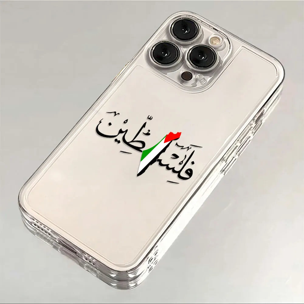 Cute Phone Case For Palestine Flag Map Passport iPhone 16 15 14 13 12 11 Mini Pro Max X XR XSMax 7 8 Plus Transparent Soft Cover