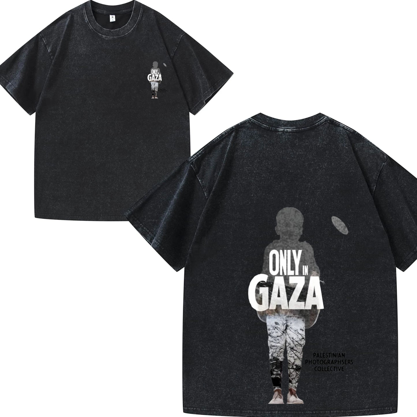 Men's T-Shirt Denim Blue Only Gaza Graphic Print Casual Daily Wear