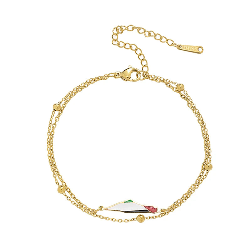 Palestinian Map Shape Stainless Steel Bracelet