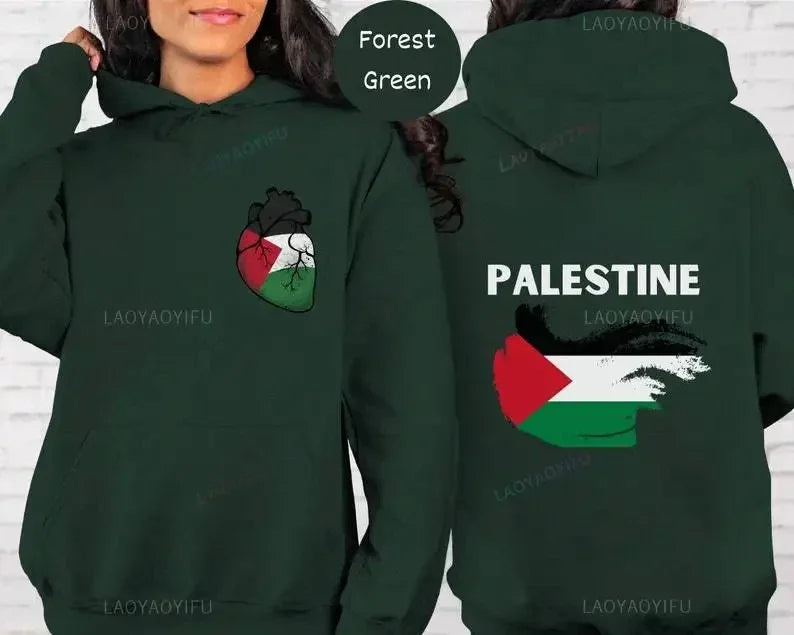 New in Hoodies Palestine Olive Hoodie Heart