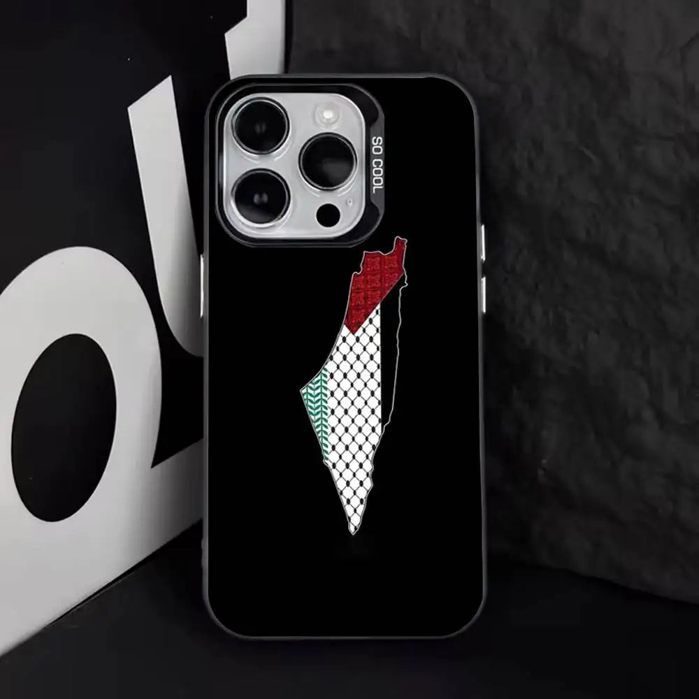 P-Palestine-es-F-Flag MAP Phone Case For iPhone 16,15,14,13,12,11,8,7,Pro,Max,Plus,Mini,XS,SE Anti Fall Black Matte Hard