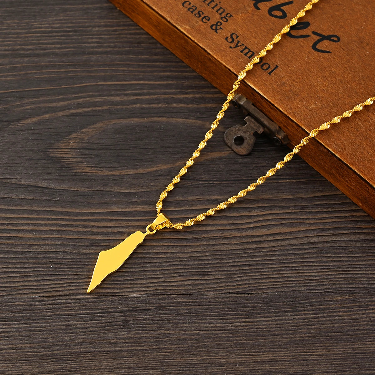 Gold Color Plain Maps Pendant Necklace Jewelry Women Wedding Bridal Charms Girls High Quality Set Gift