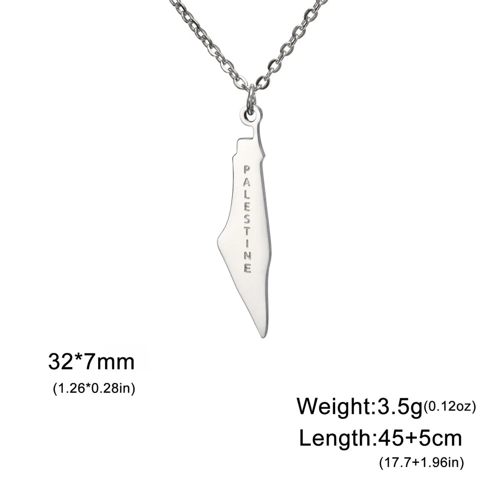 My Shape Palestine Map Pendant Necklaces for Women Men Gifts Palestinians Ethnic Map Choker Neck Chain Stainless Steel Jewelry