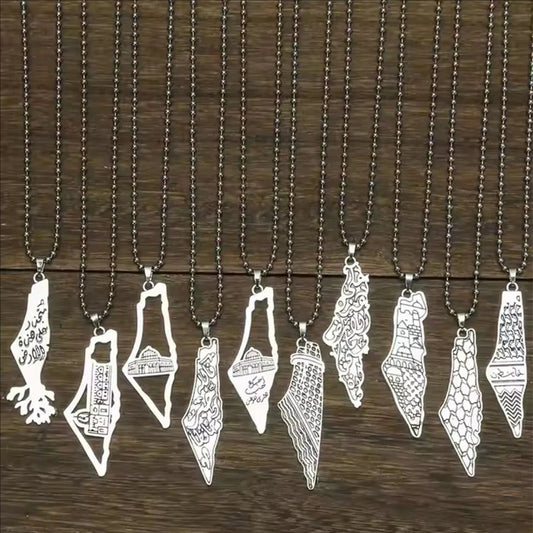 Palestine Country Map Flag Pendant