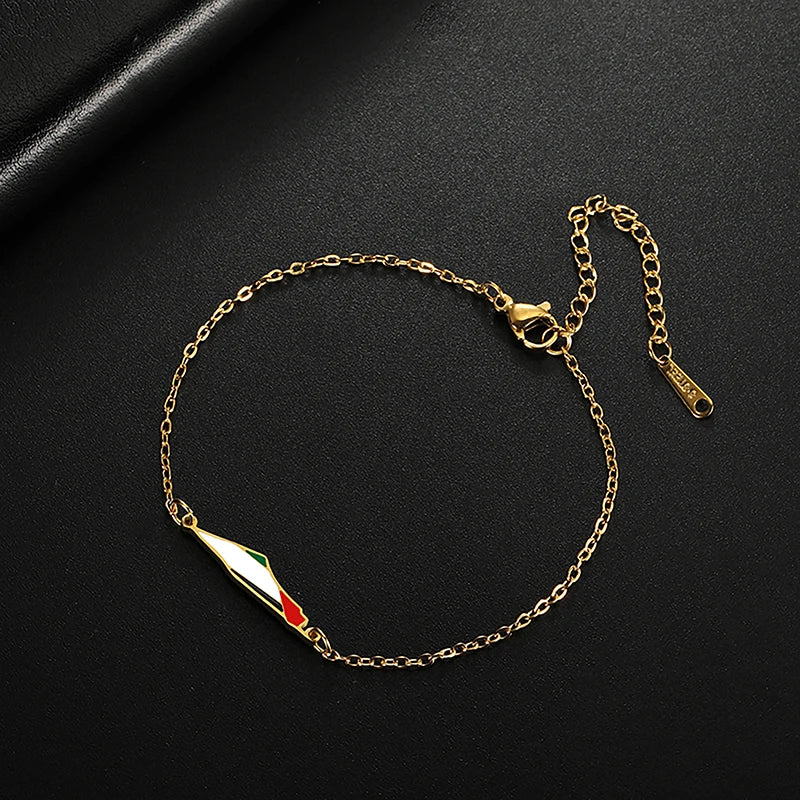 Palestinian Map Shape Stainless Steel Bracelet