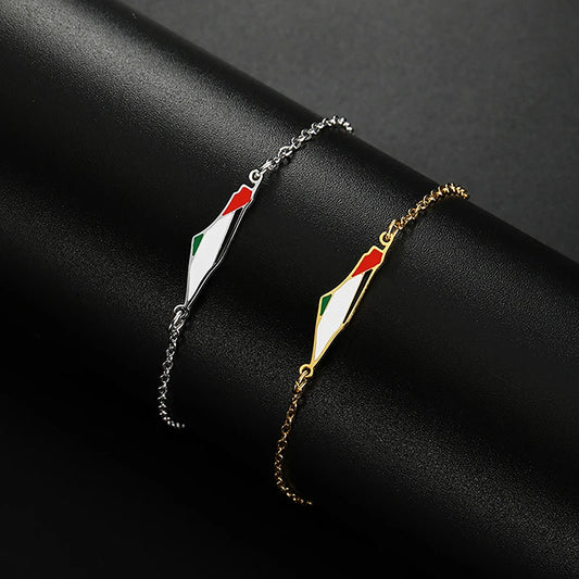 Palestinian Map Shape Stainless Steel Bracelet