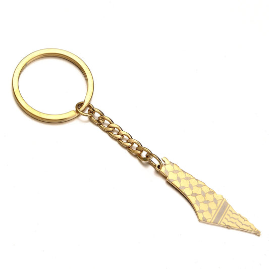 Palestine Map in Arabic Map With Flag Keychain Jewelry