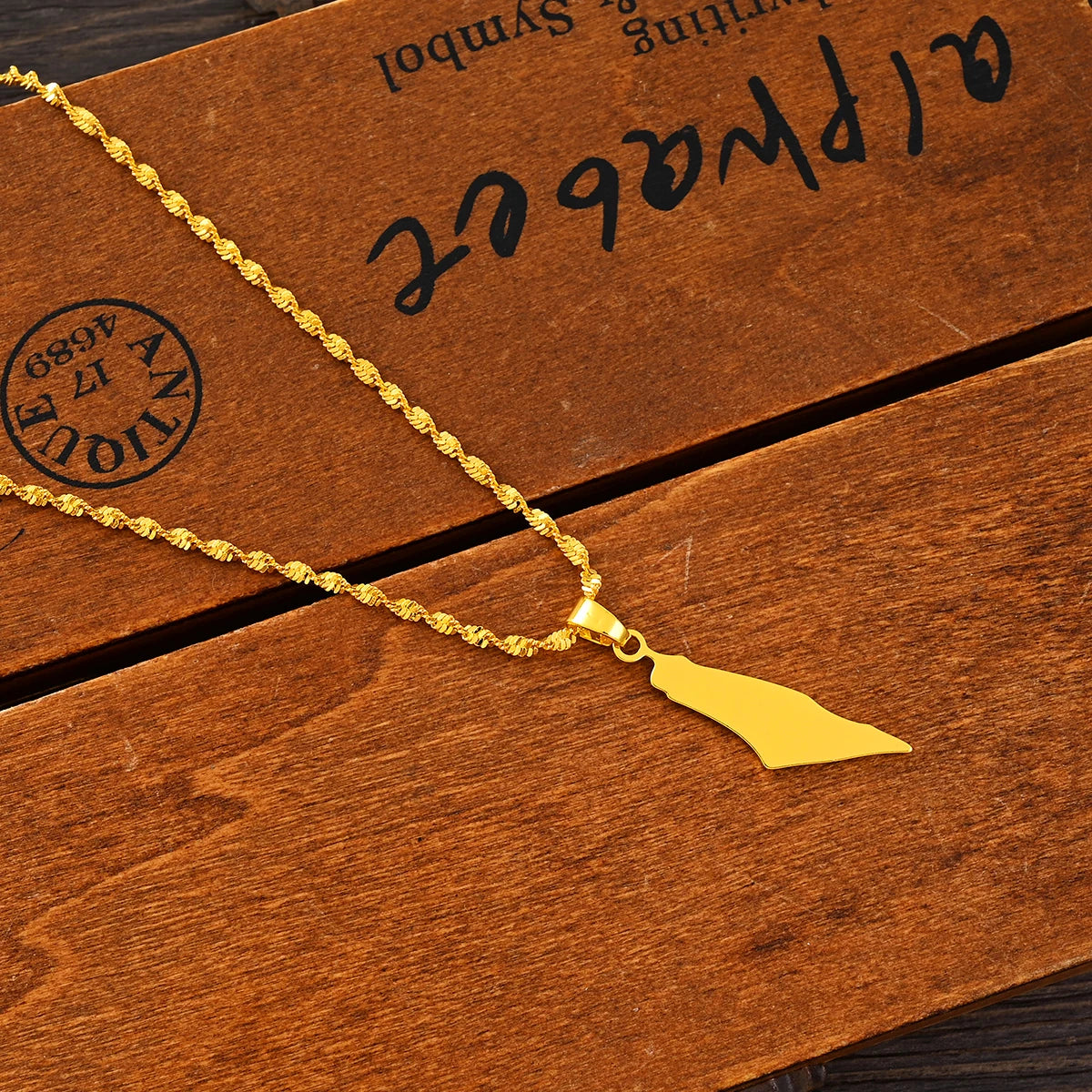 Gold Color Plain Maps Pendant Necklace Jewelry Women Wedding Bridal Charms Girls High Quality Set Gift