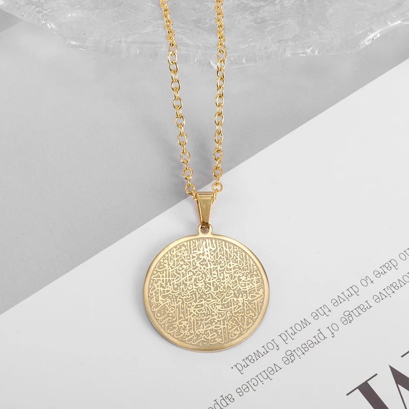 Exquisite Hollow Map Pendant Necklace for Women Men Fashion Charm Arabic Stainless Steel Amulet Jewelry