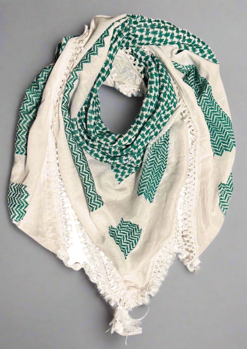 Bold Green Kufiya (Keffiyeh) | Striking Colors - Made in Jordan - Palestinian Scarf