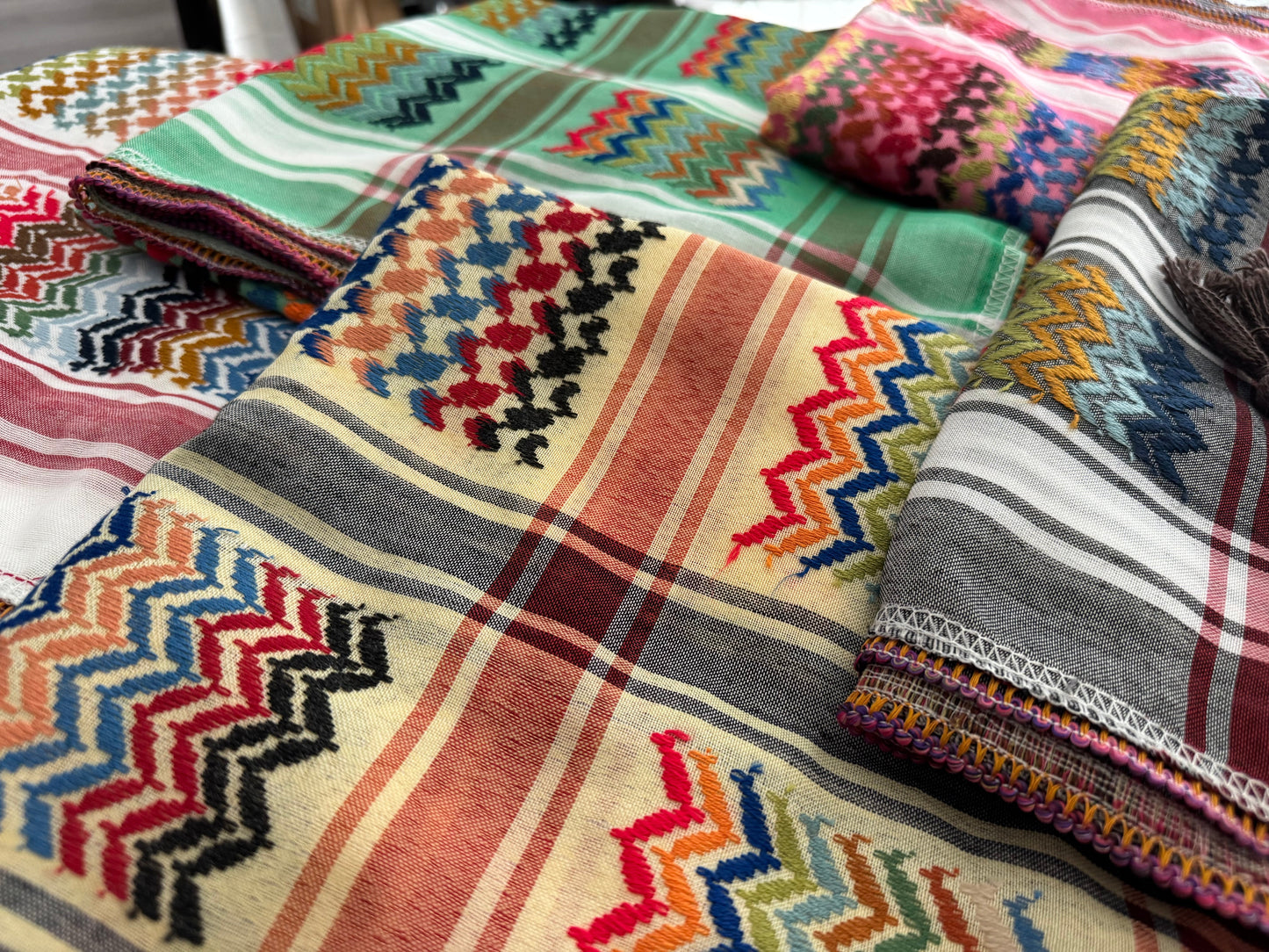 Vibrant Sandy Yellow Kufiya (Keffiyeh) | Modern Colors – Made in Jordan - Palestinian Scarf