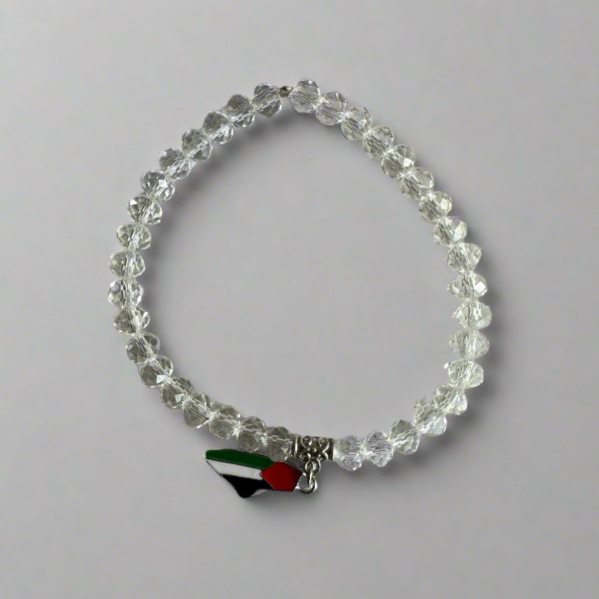Beaded Bracelets | Watermelon & Palestine Map Charms – Black, White, Multicolor