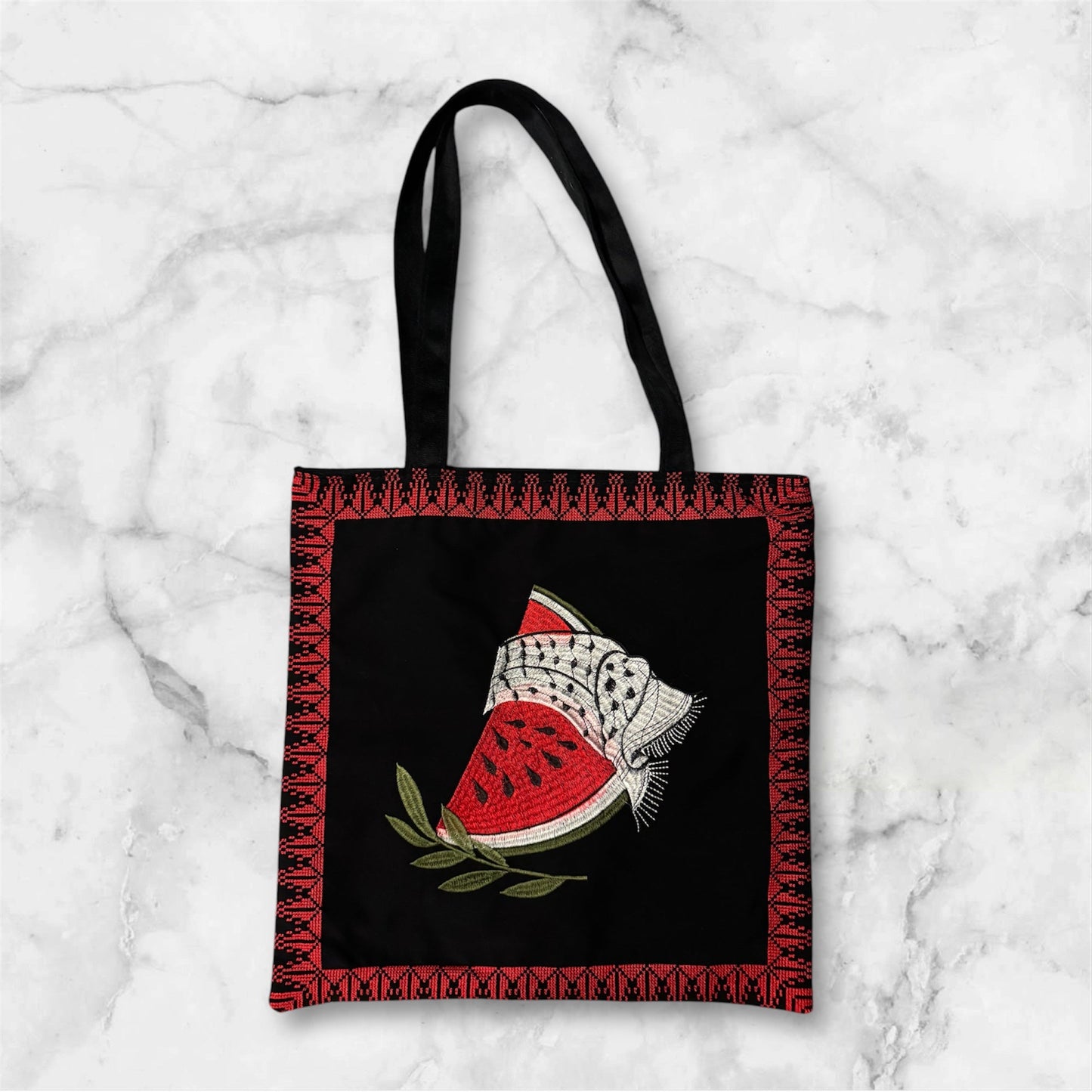 Tatreez Tote Bag – Stylish and Functional with Zipper & Back Pocket