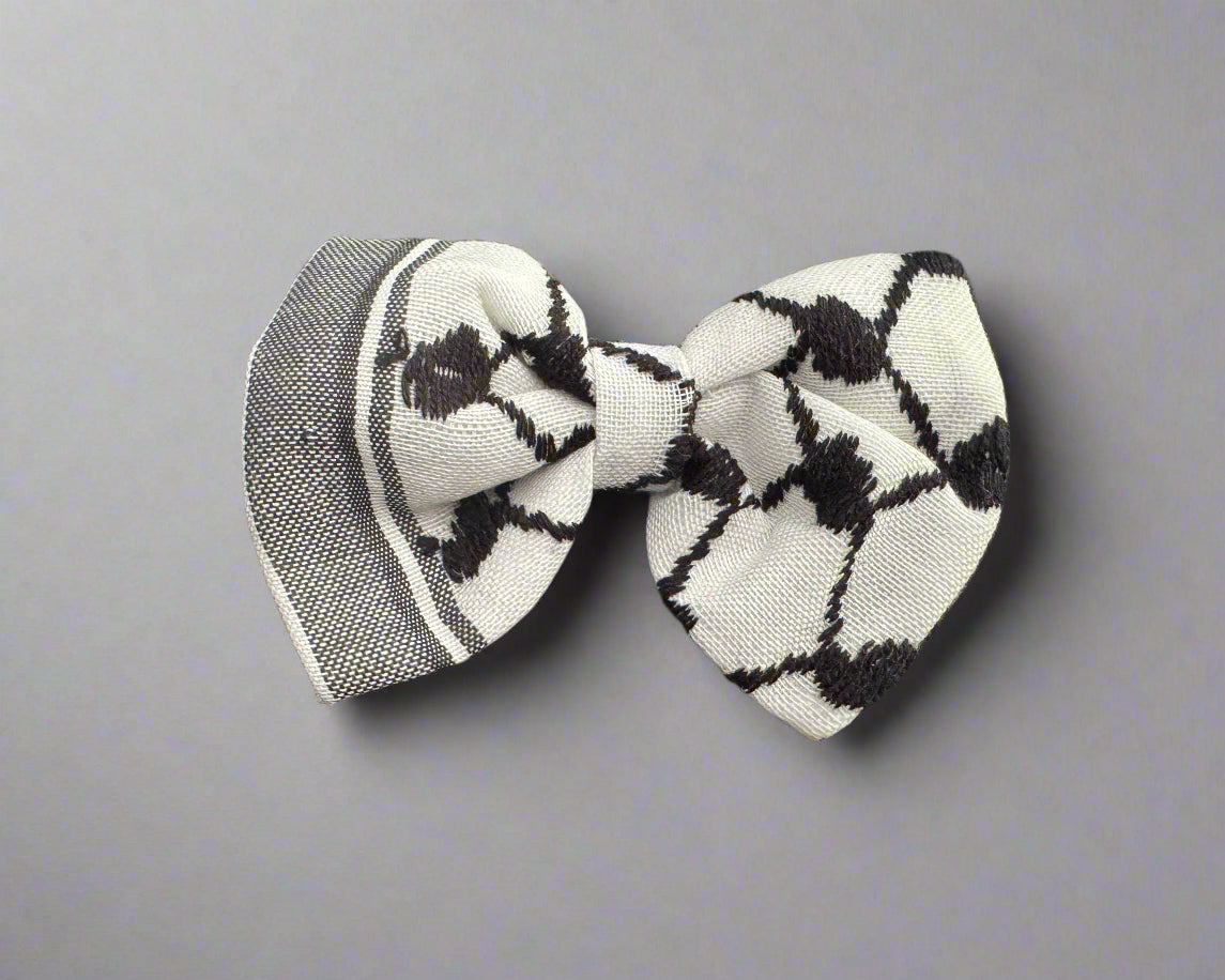 Kufiya Hair Bow Clip | Palestinian Keffiyeh Fabric – Handmade Statement Accessory