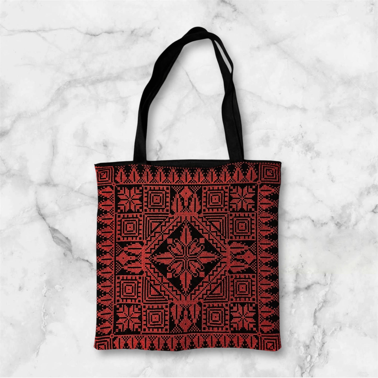 Tatreez Tote Bag – Stylish and Functional with Zipper & Back Pocket