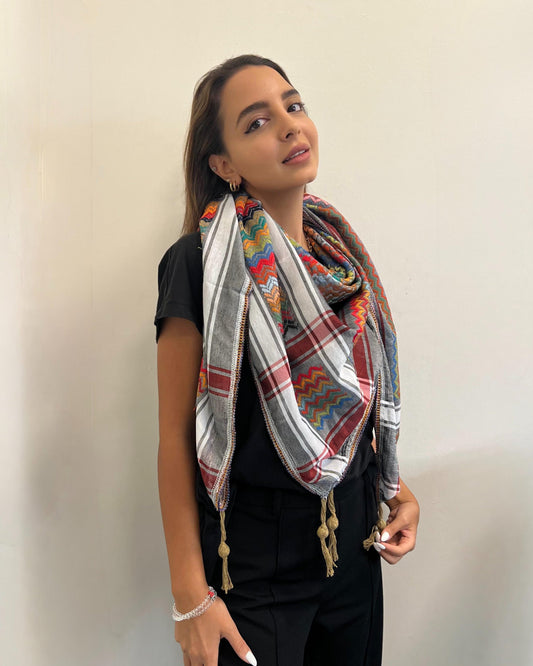 Vibrant Ash Grey Kufiya (Keffiyeh) | Modern Colors – Made in Jordan - Palestinian Scarf