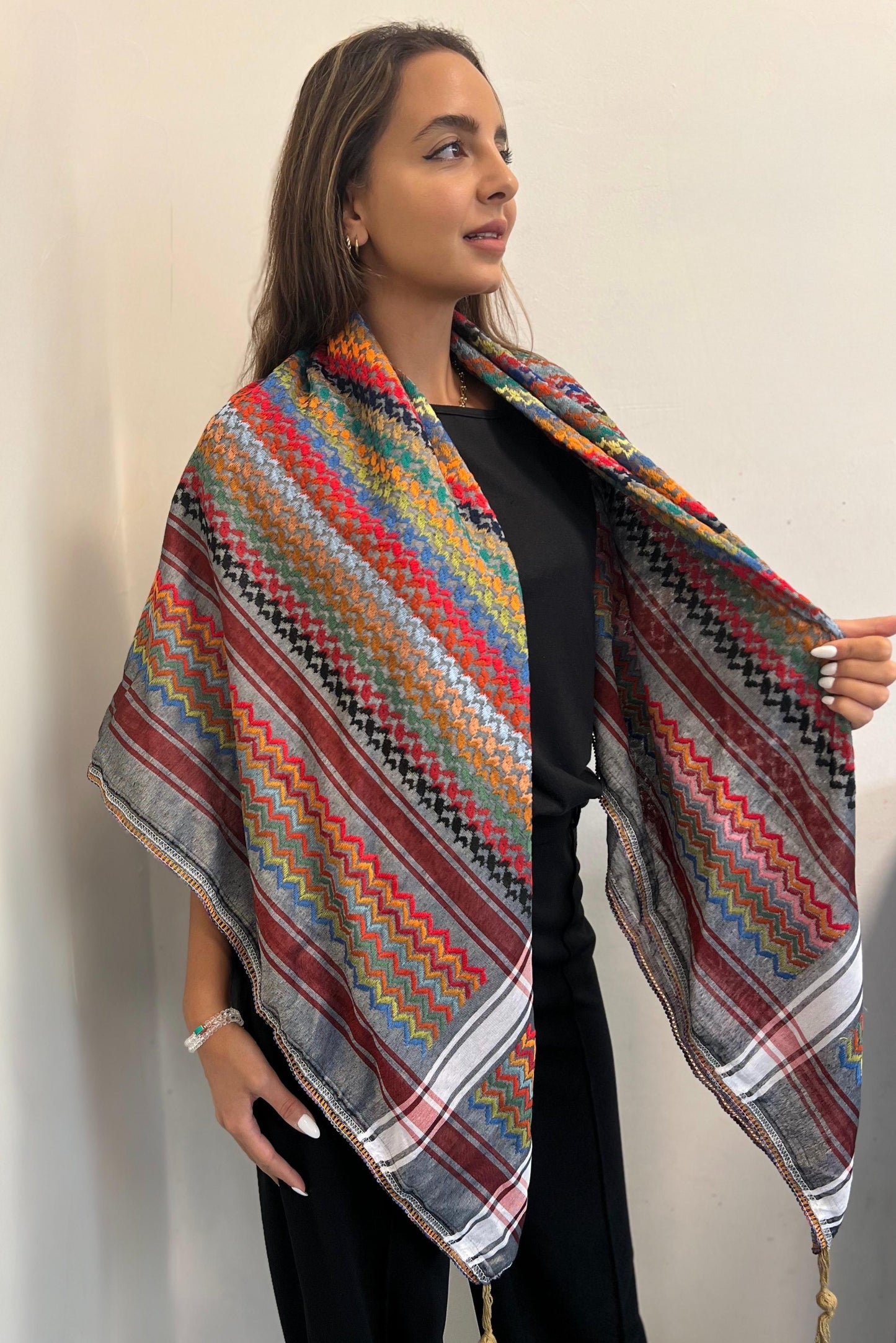 Vibrant Ash Grey Kufiya (Keffiyeh) | Modern Colors – Made in Jordan - Palestinian Scarf