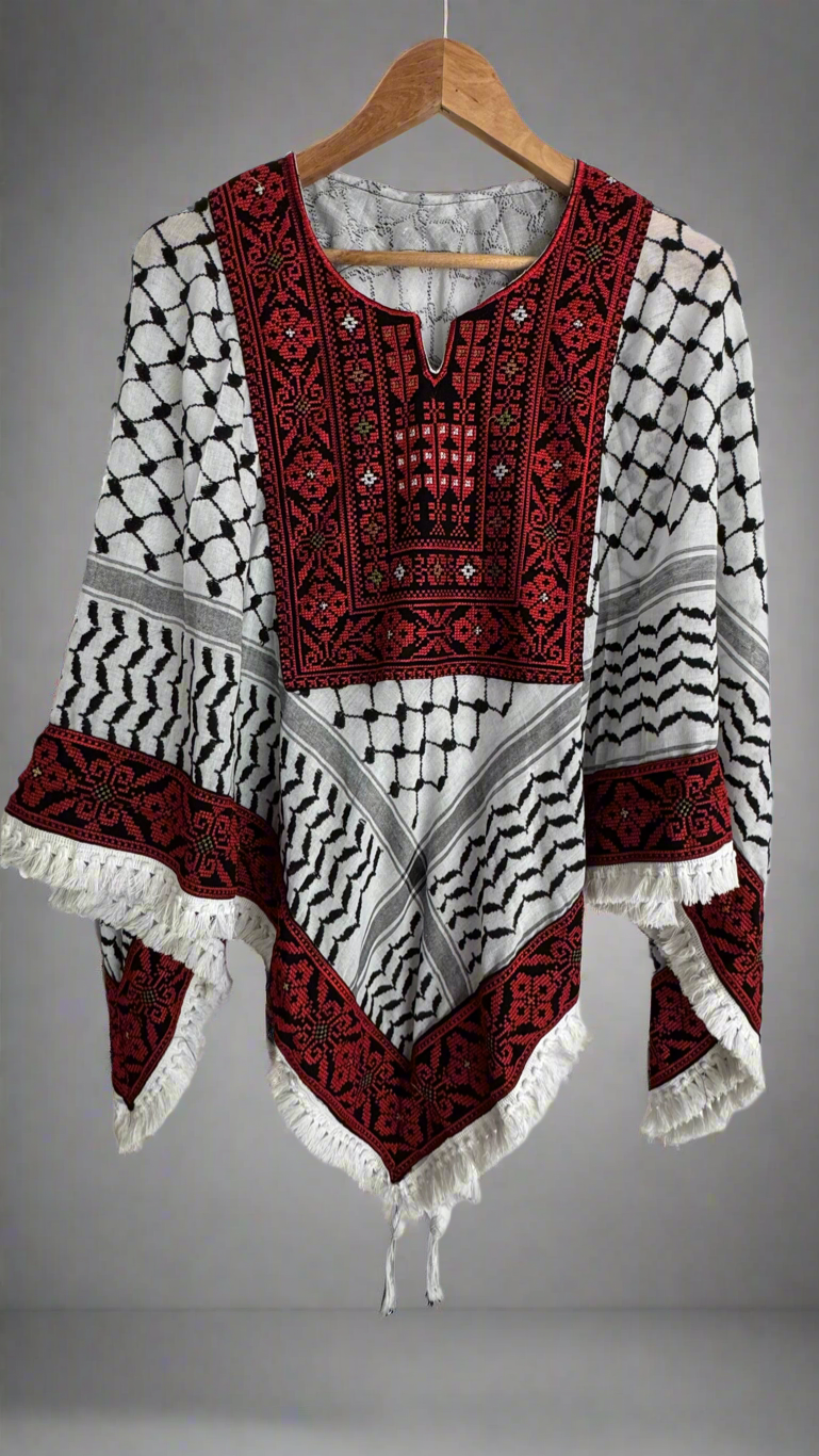 Poncho of Palestine | Classic Kufiya (Keffiyeh)- Tatreez – Made in Jordan