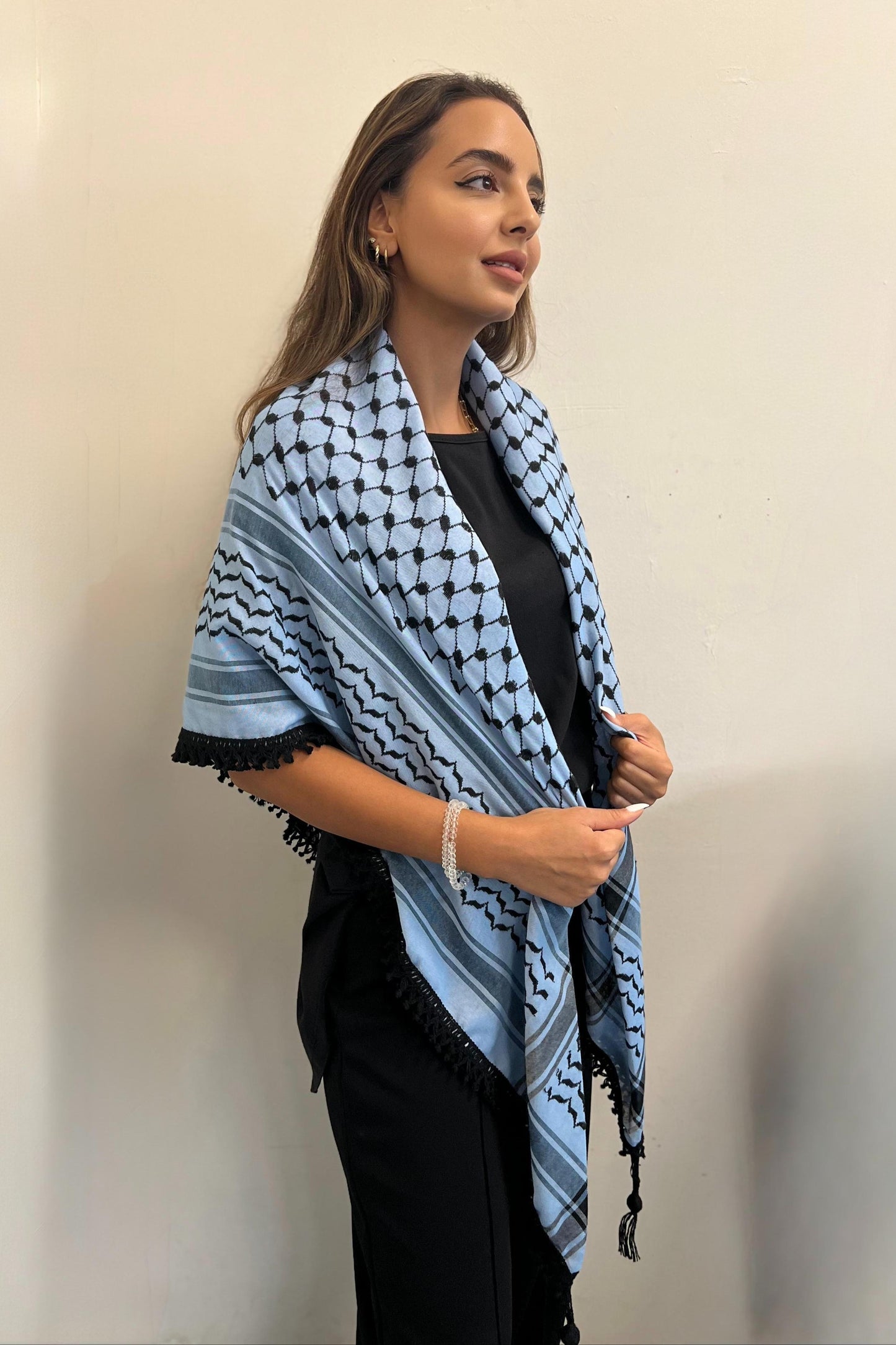 Echoes – Blue Mirage Kufiya (Keffiyeh) | Muted Threads – Made in Jordan - Palestinian Scarf