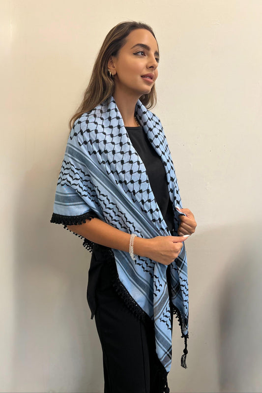 Echoes – Blue Mirage Kufiya (Keffiyeh) | Muted Threads – Made in Jordan - Palestinian Scarf