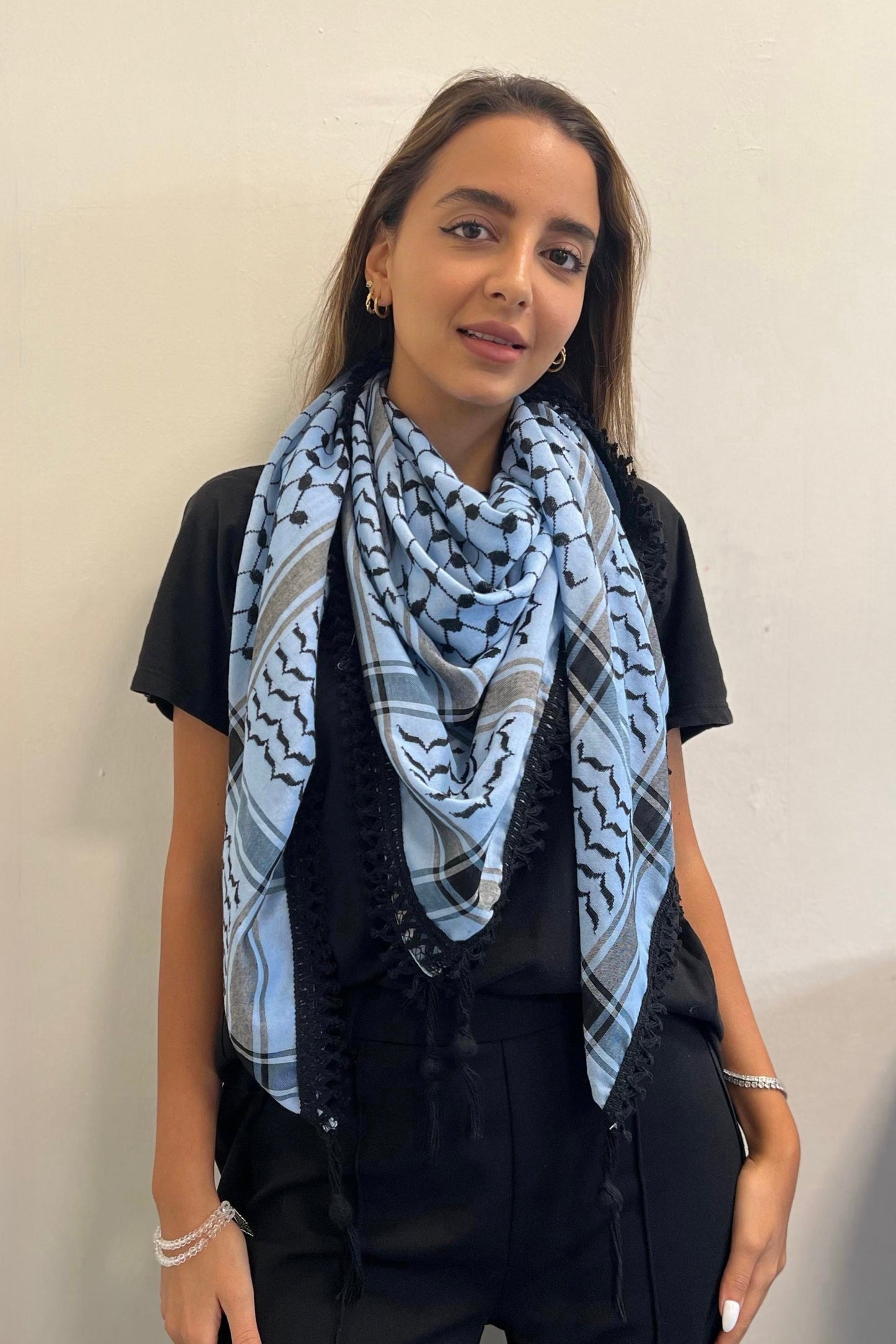 Echoes – Blue Mirage Kufiya (Keffiyeh) | Muted Threads – Made in Jordan - Palestinian Scarf