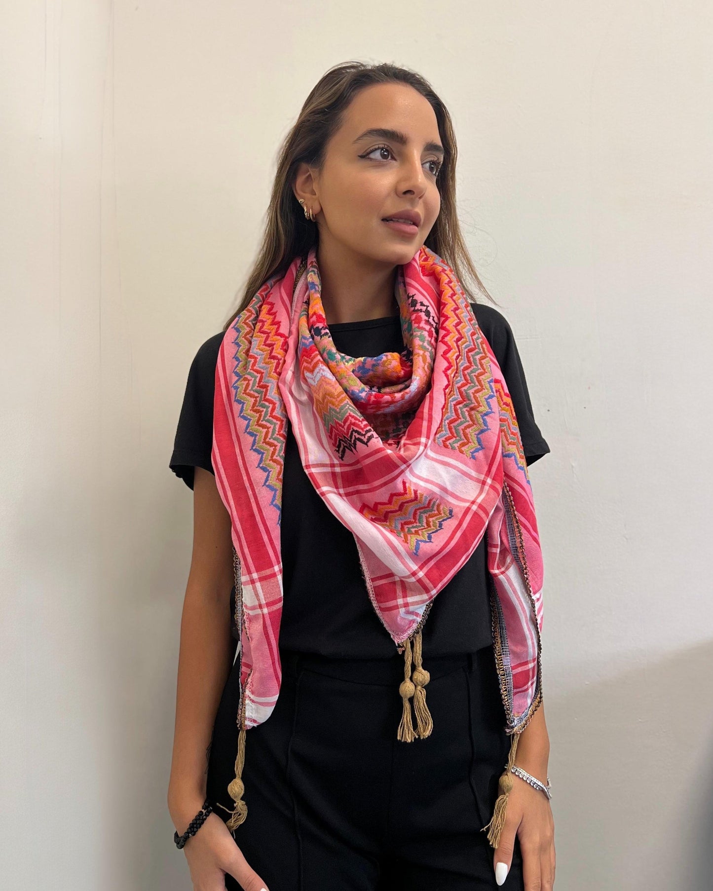 Vibrant Deep Pink Kufiya (Keffiyeh) | Modern Colors – Made in Jordan - Palestinian Scarf