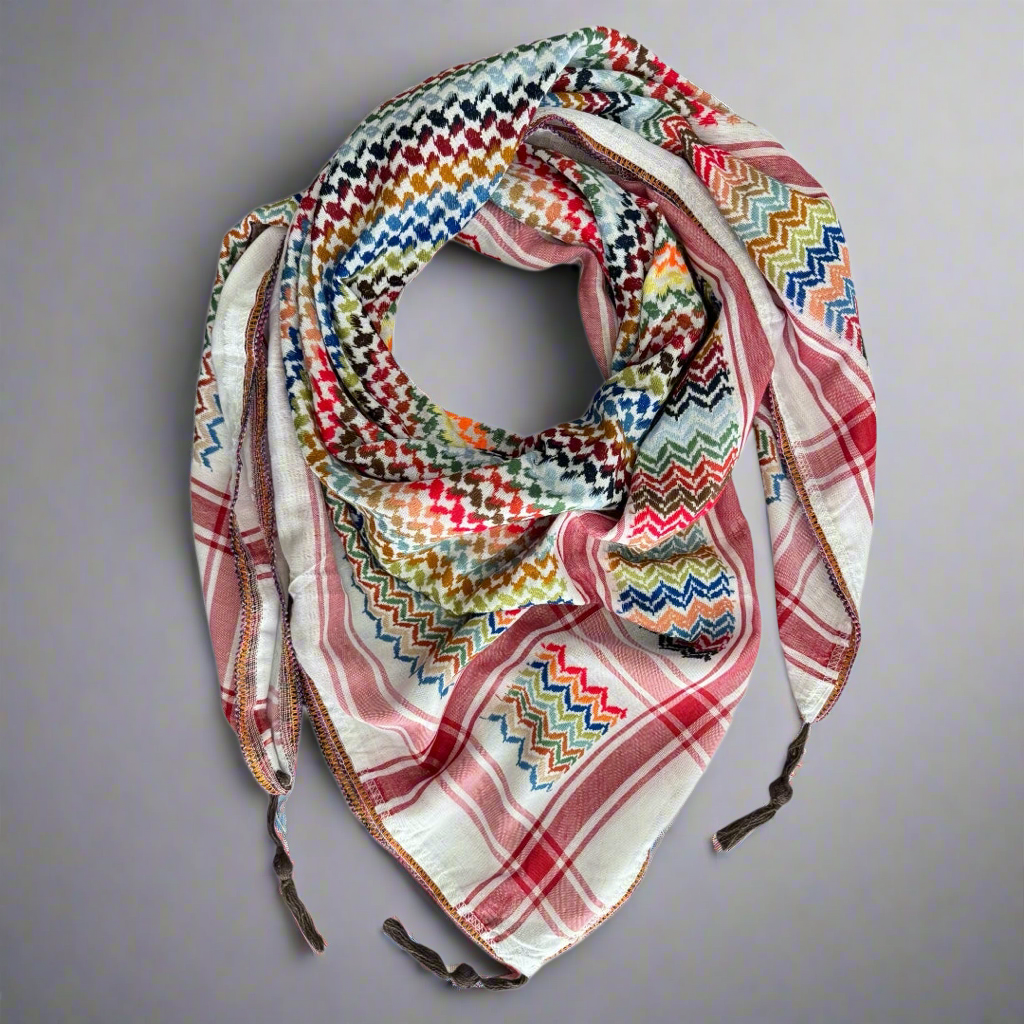 Vibrant Pure White Kufiya (Keffiyeh) | Modern Colors – Made in Jordan - Palestinian Scarf