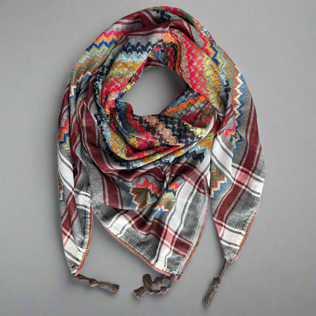 Vibrant Ash Grey Kufiya (Keffiyeh) | Modern Colors – Made in Jordan - Palestinian Scarf