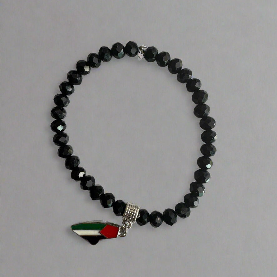 Beaded Bracelets | Watermelon & Palestine Map Charms – Black, White, Multicolor