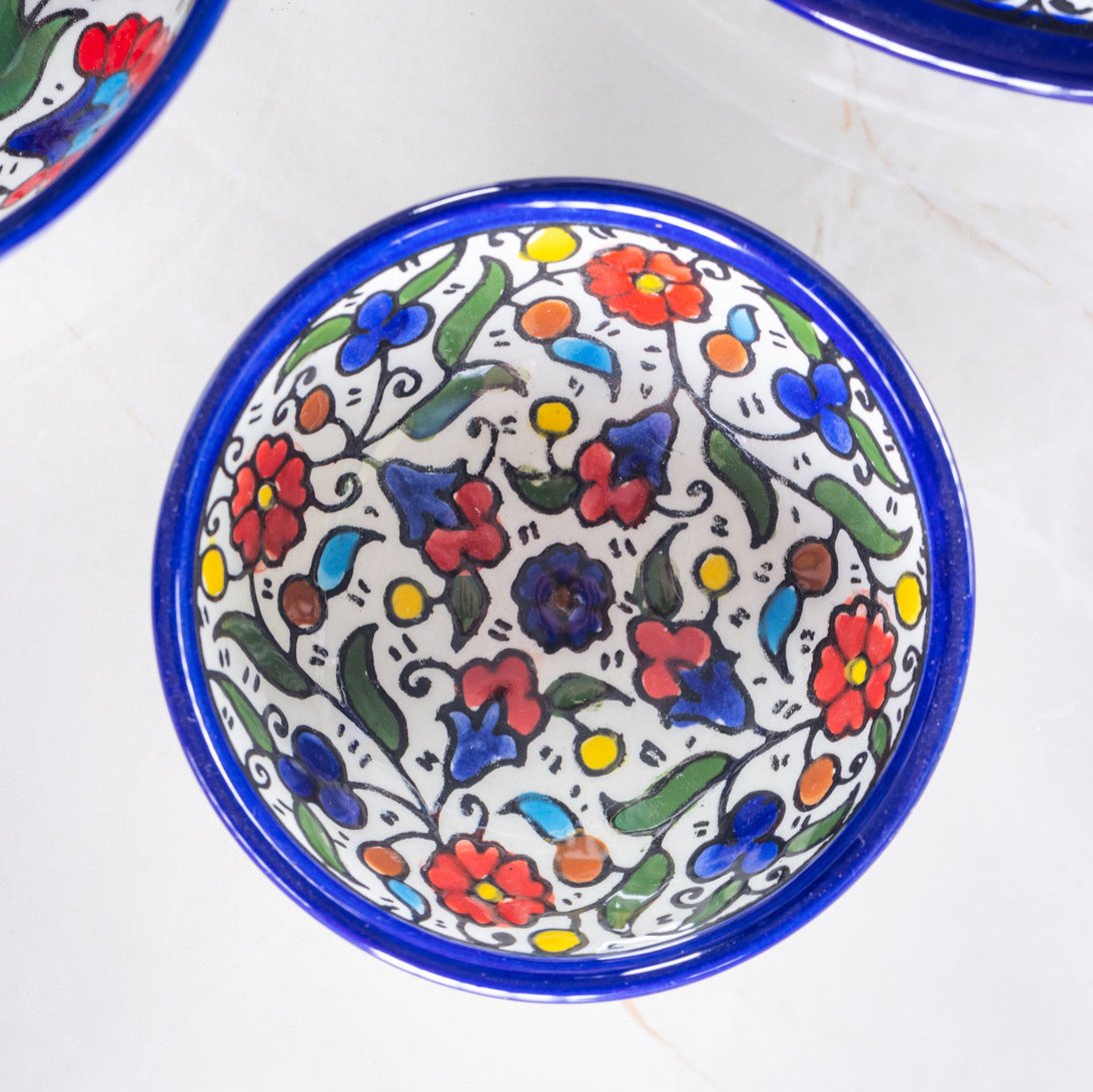 Dip Bowls | Small, Medium, Large – Hand-Painted Palestinian Ceramic | Multicolor & Navy