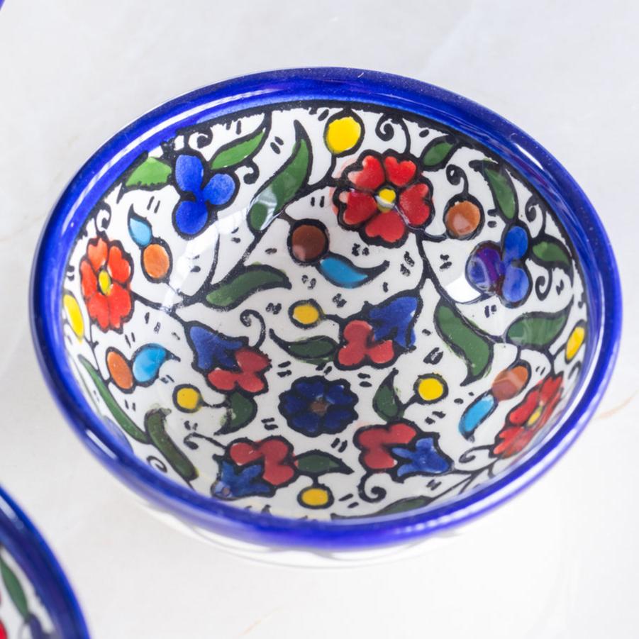 Dip Bowls | Small, Medium, Large – Hand-Painted Palestinian Ceramic | Multicolor & Navy
