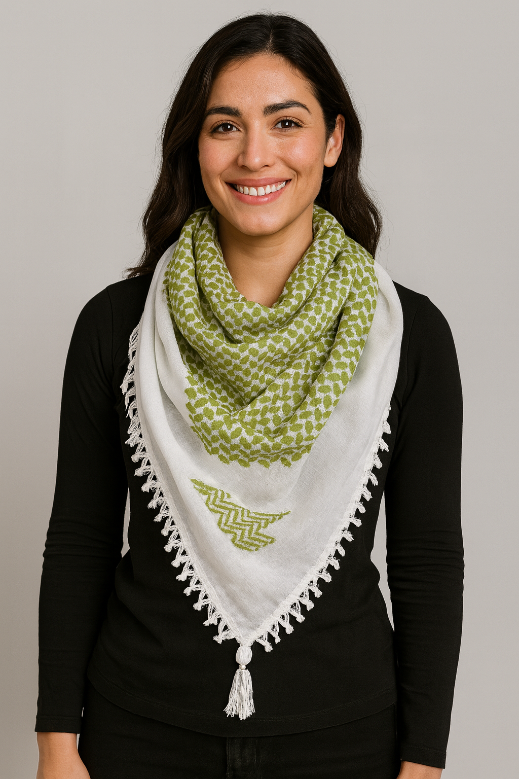 Bold Olive Kufiya (Keffiyeh) | Striking Colors - Made in Jordan - Palestinian Scarf