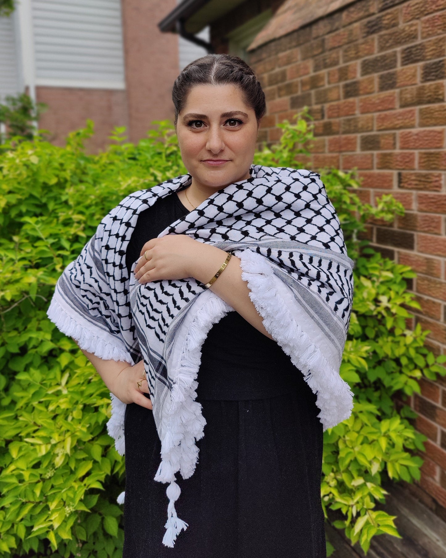 Royal Kufiya (Keffiyeh) | Black & White – Made in Jordan - Palestinian Scarf