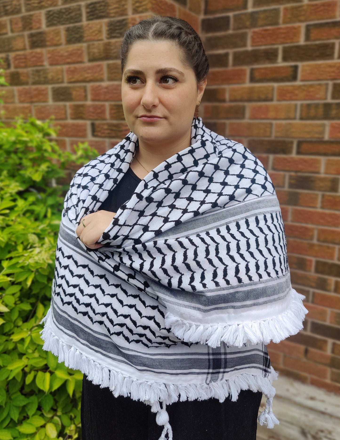 Royal Kufiya (Keffiyeh) | Black & White – Made in Jordan - Palestinian Scarf
