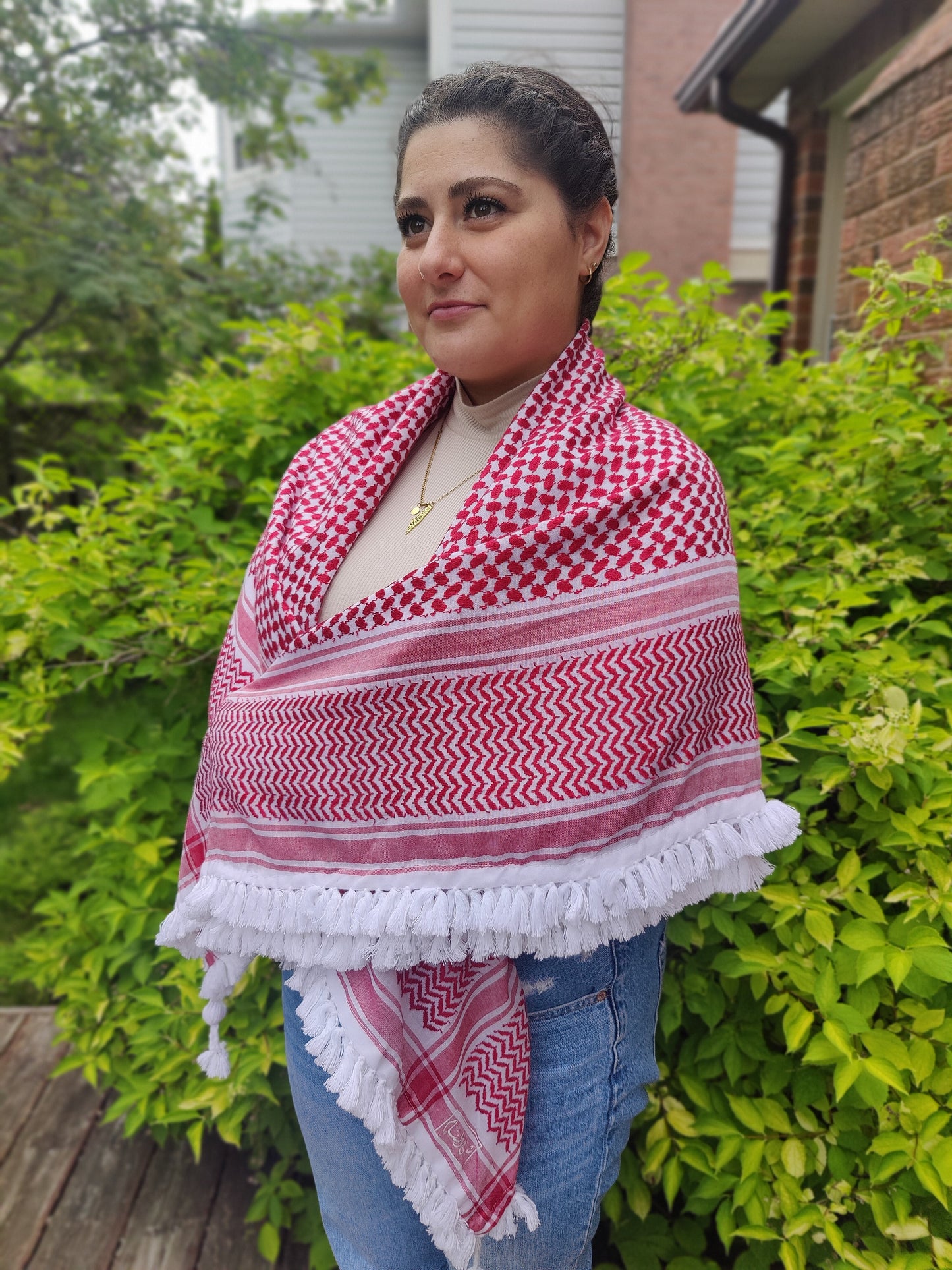 Royal Shemagh (Keffiyeh) | Red & White – Made in Jordan - Palestinian Scarf